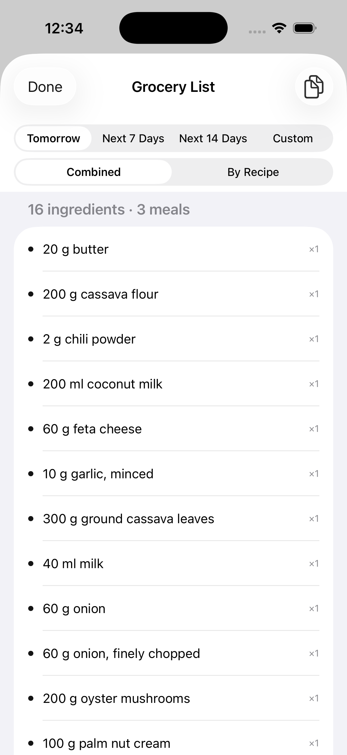 Smart grocery list