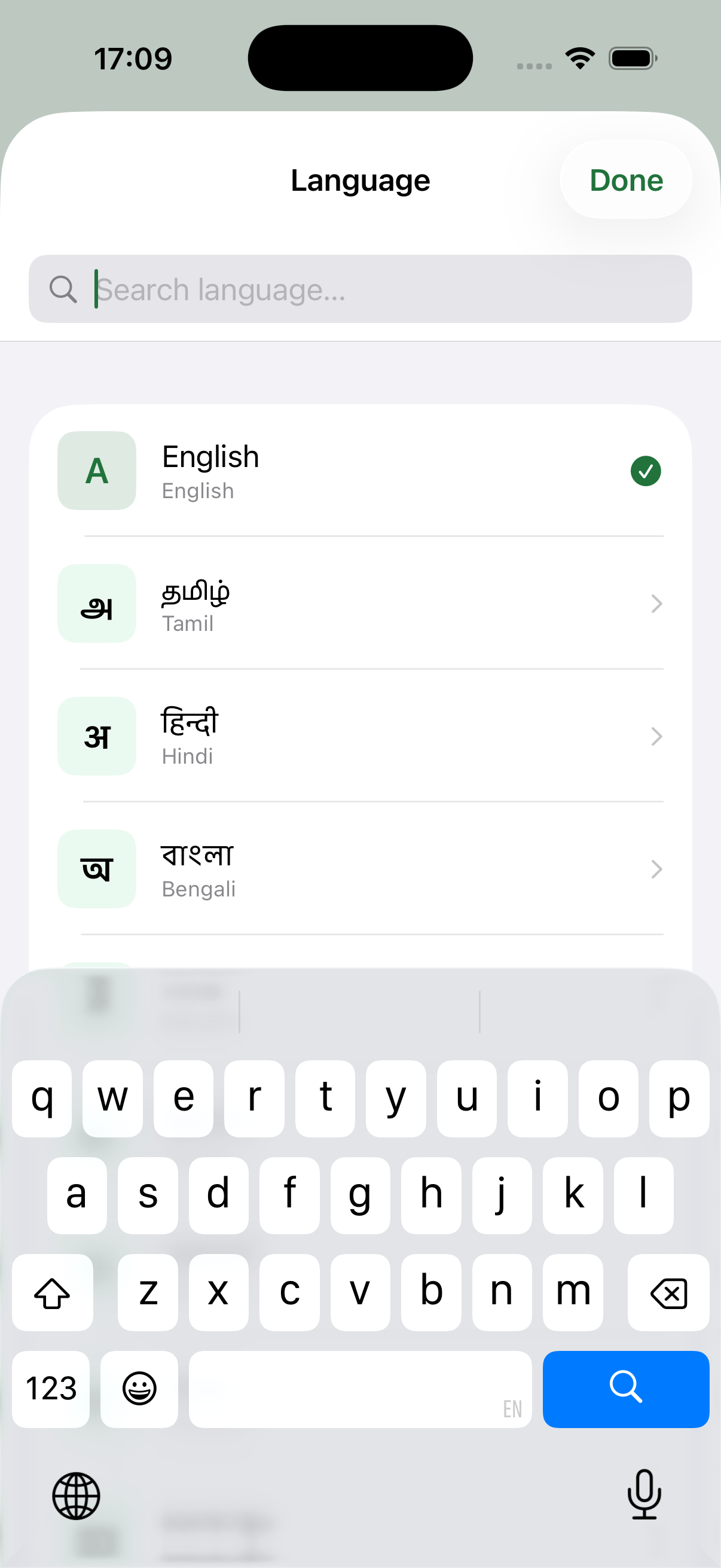 Language picker