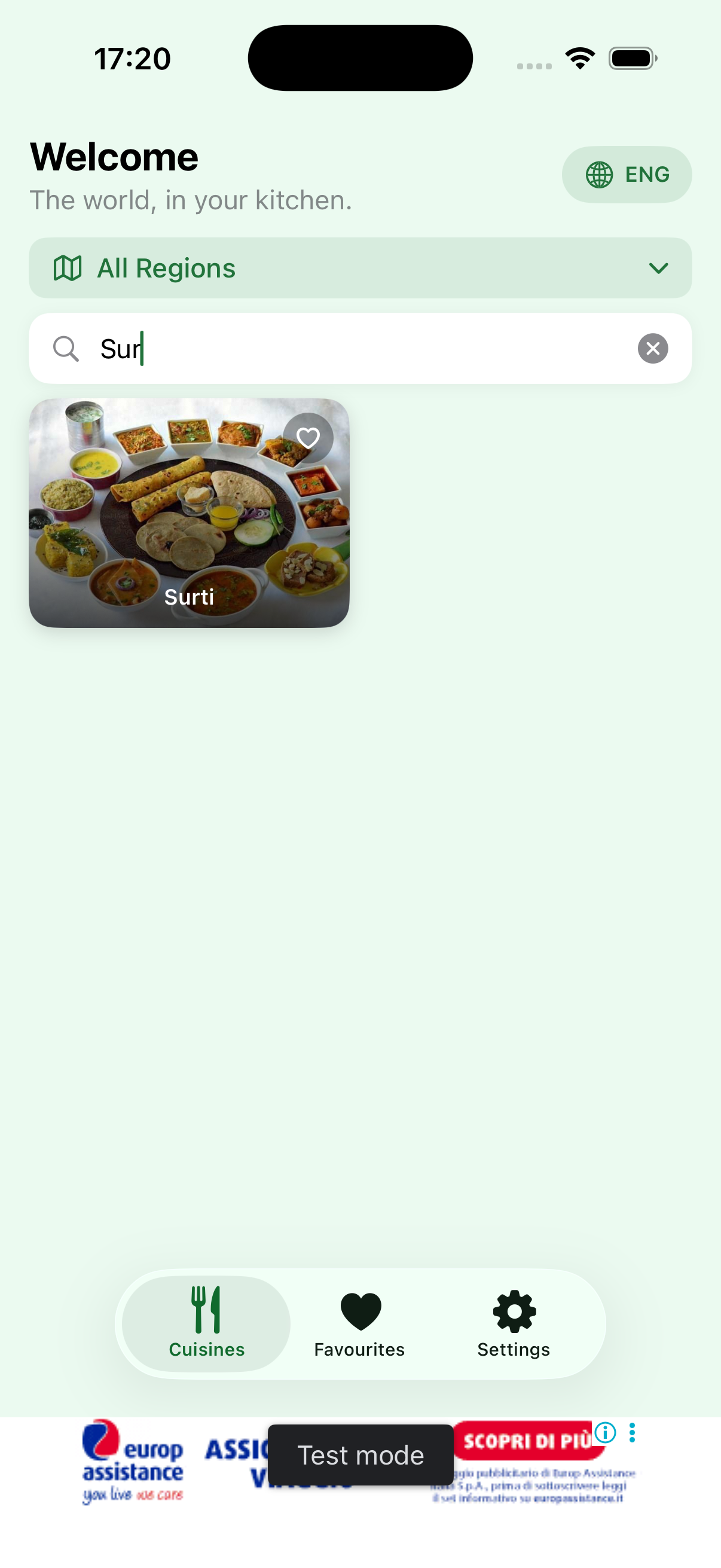 Search cuisines